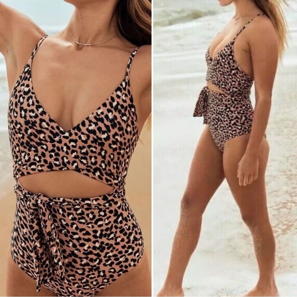 Aerie Leopard Print One Piece Swimsuit